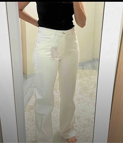 Mango wideleg orta bel jean - Görsel 7