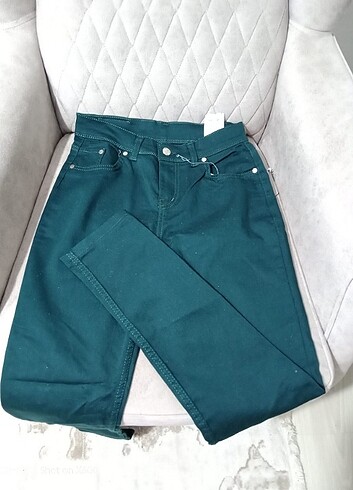 Yeşil esnek kumaş pantolon 