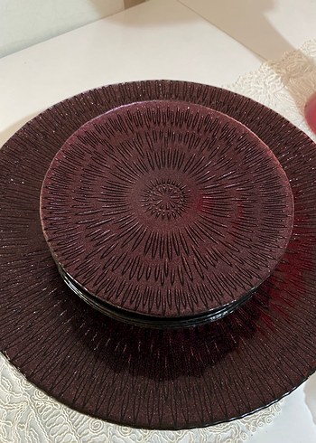 Bordo Nakışlı Pasta seti