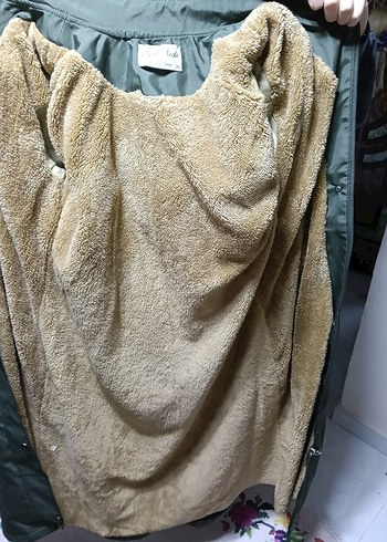 Kadın Haki Kamuflaj Kemerli Mont - Görsel 3