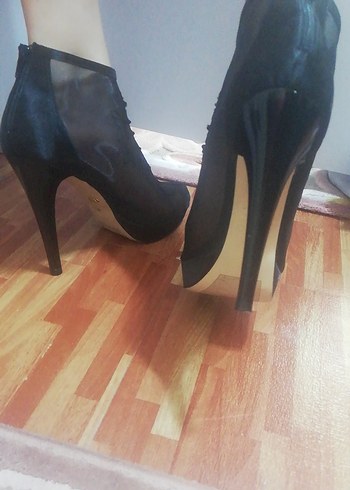 Dantel İşlemeli Siyah Gotik İnce Topuklu Bot - Görsel 5