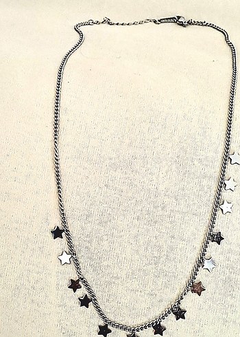 Çelik Yıldızlı Kalın Zincirli Kolye - Görsel 2