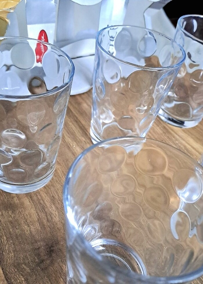 YENİ PAŞABAHÇE 6 LI SU BARDAĞI TAKIMI KABARTMA DESENLİ - Görsel 4