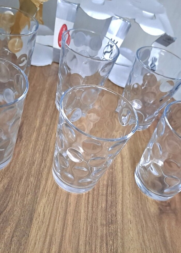 YENİ PAŞABAHÇE 6 LI SU BARDAĞI TAKIMI KABARTMA DESENLİ - Görsel 5