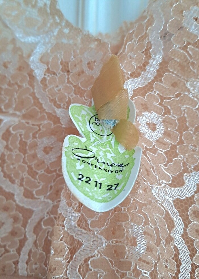 KREM RENGİ ŞİFON DANTELLİ GECELİK KOMBİNEZON - Görsel 2