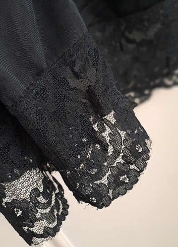 SATILDI DİĞER UYGULAMADA. SİYAH UZUN DANTELLİ GECELİK KOM MARKA - Görsel 5