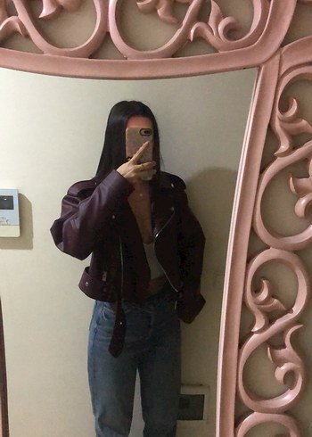 Zara Bordo Deri Ceket Kadın