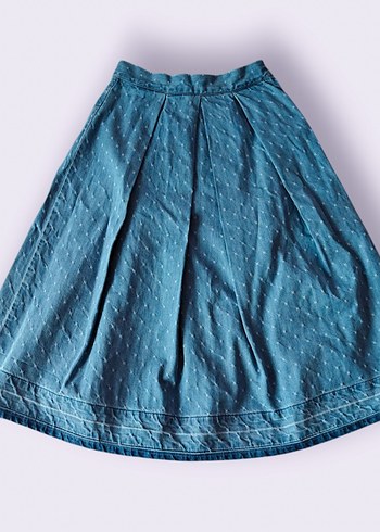 Benetton Pileli Midi Kot Etek