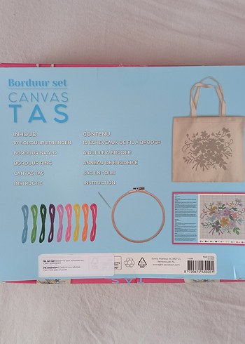 Kendin Yap Kanvas Çanta Çiçek Desenli - Görsel 3