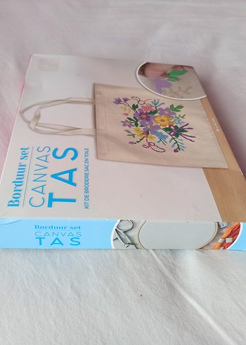 Kendin Yap Kanvas Çanta Çiçek Desenli - Görsel 4