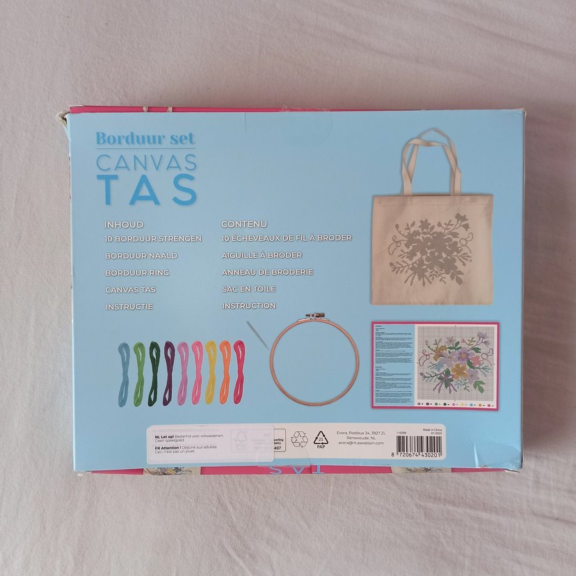 Kendin Yap Kanvas Çanta Çiçek Desenli - Görsel 3