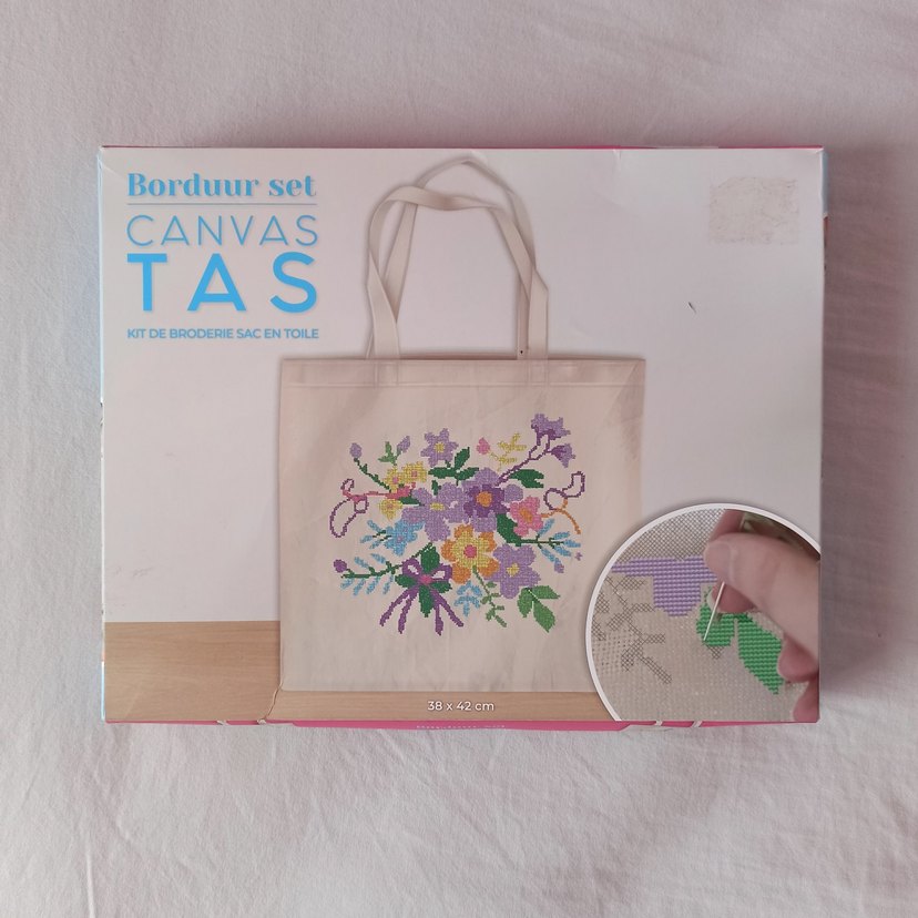 Kendin Yap Kanvas Çanta Çiçek Desenli - Görsel 2