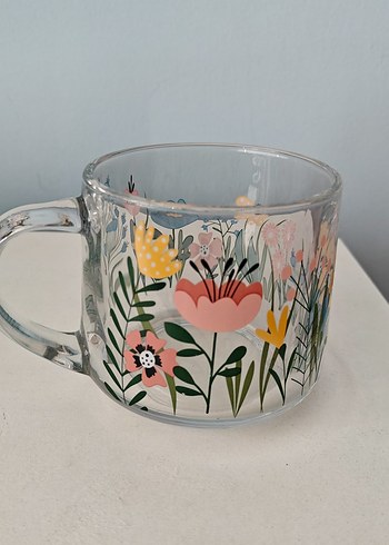 Çiçek Desenli Şeffaf Cam Kupa Seti - Görsel 7