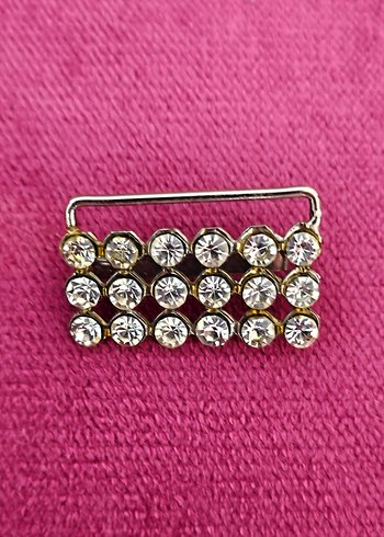 Kristal Taşlı İki Adet Vintage Broş - Görsel 4