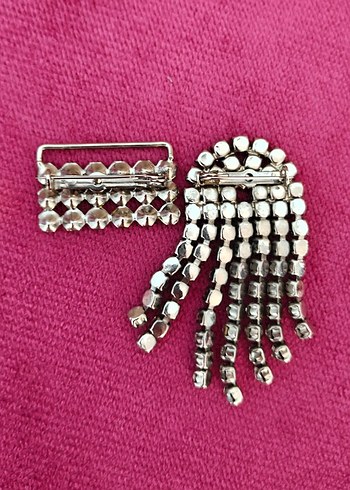 Kristal Taşlı İki Adet Vintage Broş - Görsel 5