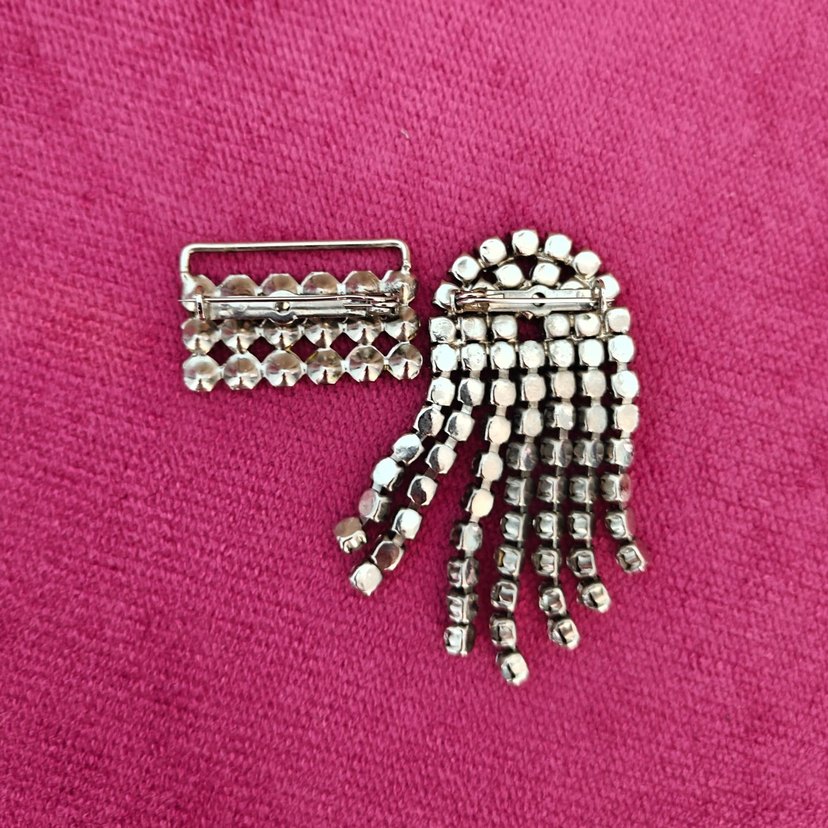 Kristal Taşlı İki Adet Vintage Broş - Görsel 5