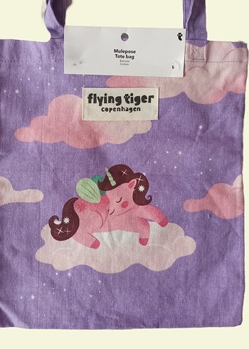 Beden Flying Tiger unicorn tote bag çanta