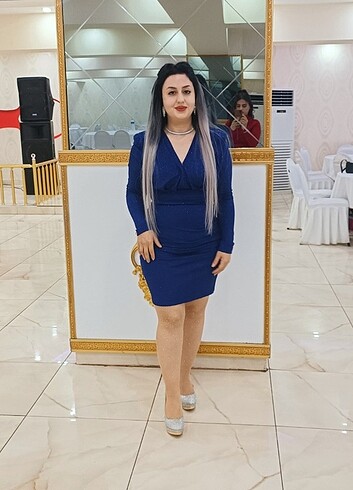 m Beden mavi Renk Simli mavi 