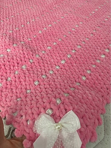 Pembe ev dokuma battaniye kız çocuğu bebek