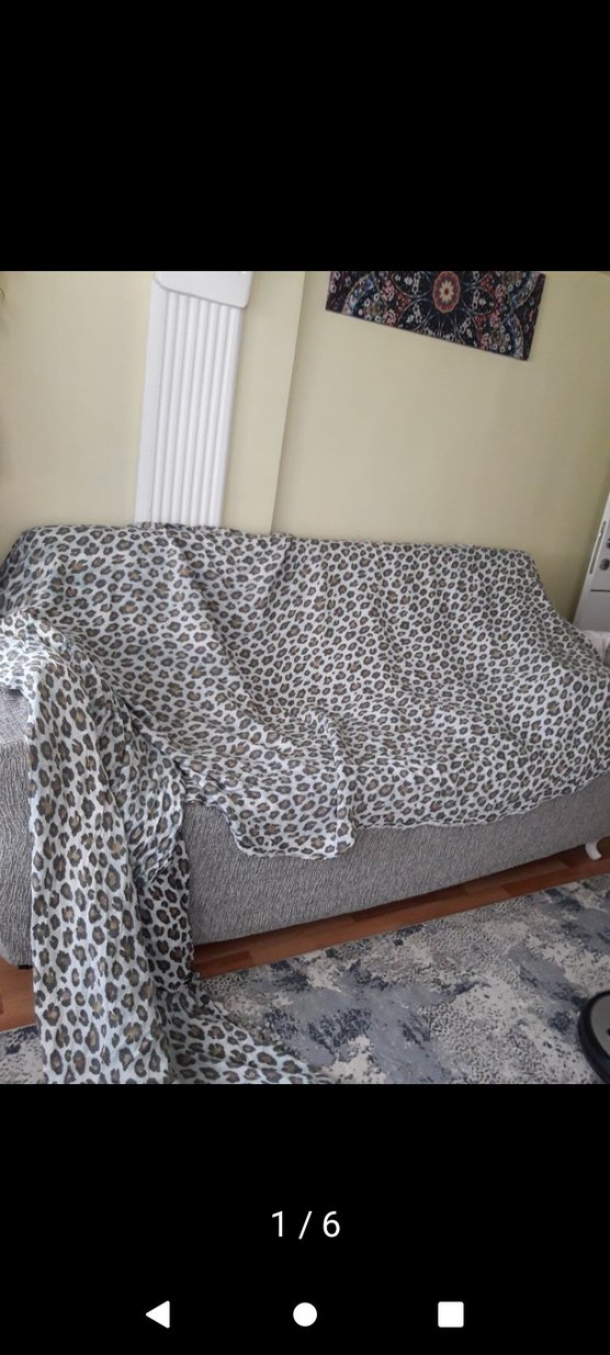 Kürklü Kadın Leopar Desenli Gri Şal - Görsel 3