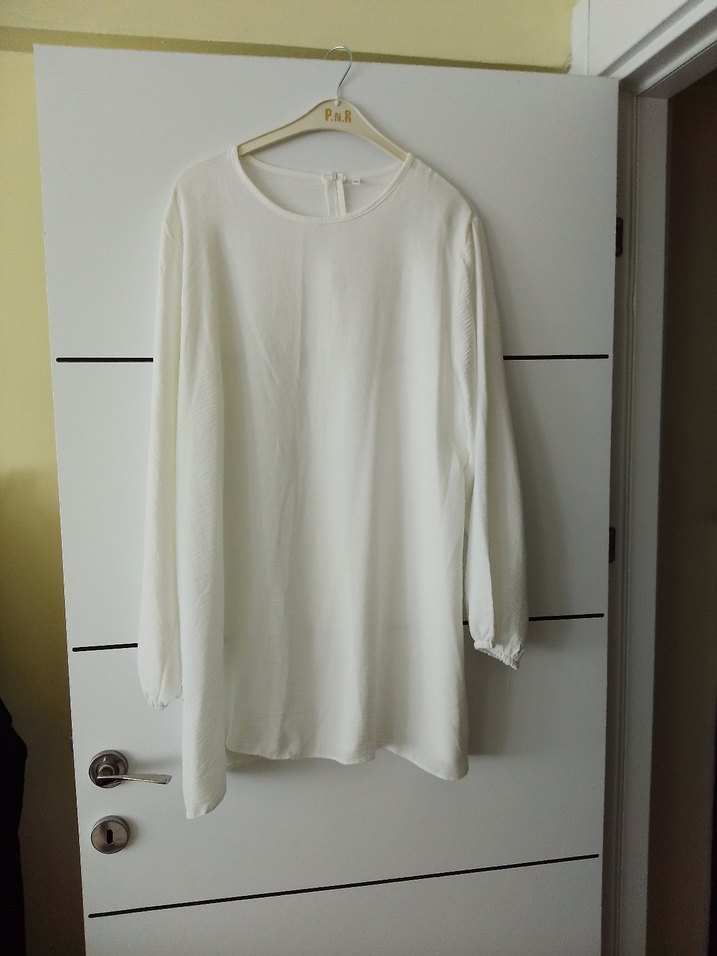 Beyaz Uzun Kollu Hamile Keten Bluz - Görsel 2