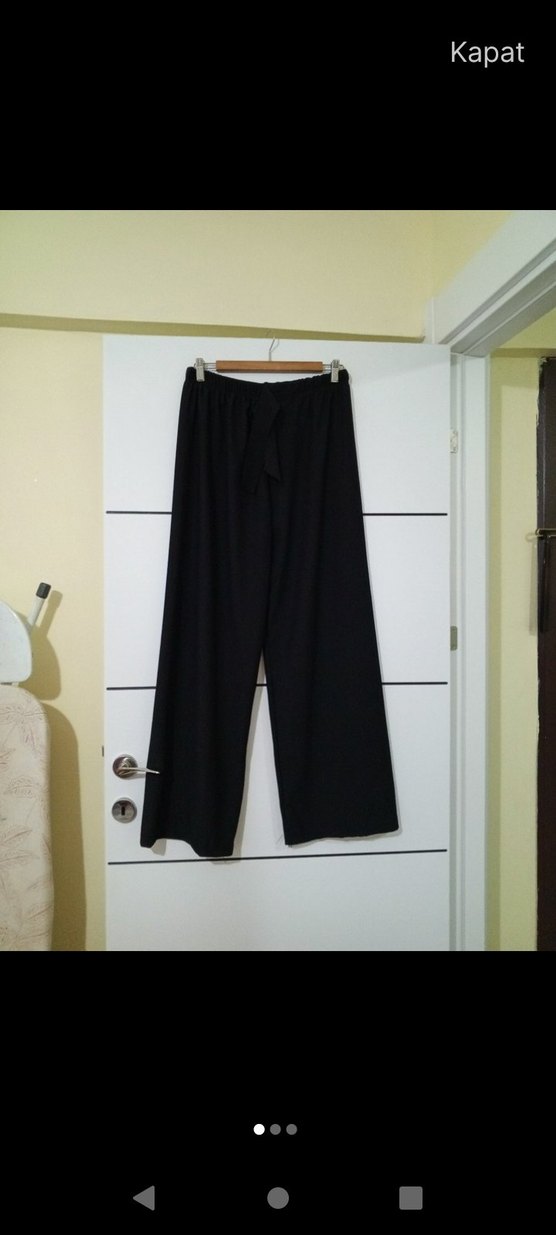 Kadın Siyah Rahat Kesim Kumaş Pantolon - Görsel 2