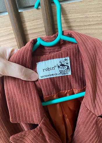 Düğmeli Kahverengi Kadife Kadın Blazer Ceket - Görsel 3