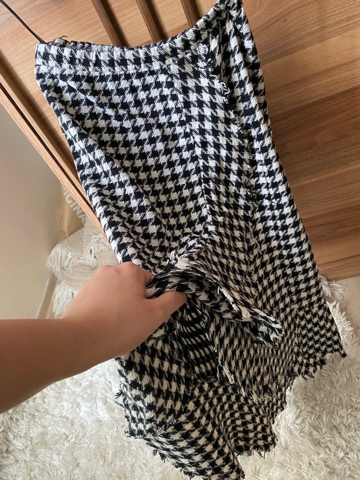 Ekose Desenli Pilili Uzun Etek - Görsel 2