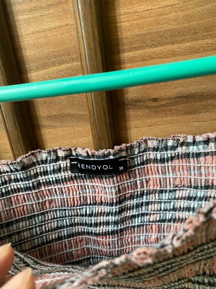 Pembe Ekose Desenli Uzun Kollu Bluz - Görsel 2