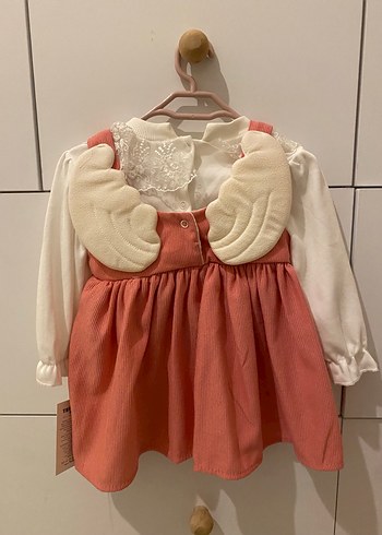 Kız Çocuk Nakışlı Beyaz Bluz ve Pembe Elbise - Görsel 2