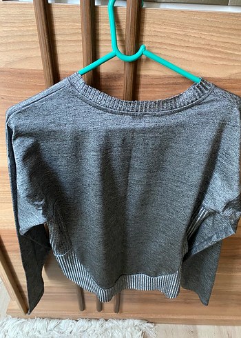 Gri Kadın Triko Uzun Kollu ince parlak Kazak - Görsel 4