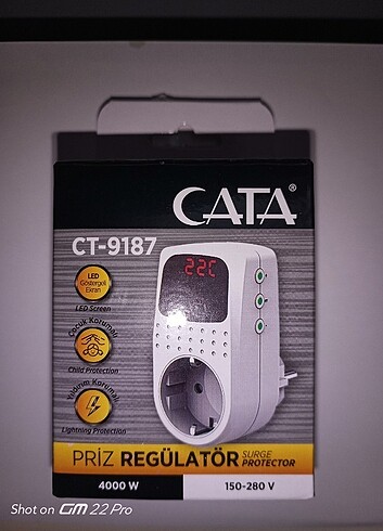 Cata Ct -9187 Voltaj ve Akım Korumalı Priz Regülatör 