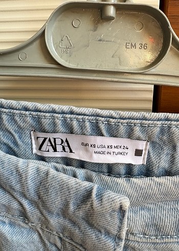 Zara Düğmeli Mavi Kadın Denim Pantolon