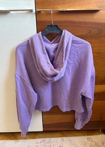 Zara Mor Kapüşonlu Uzun Kollu Sweatshirt