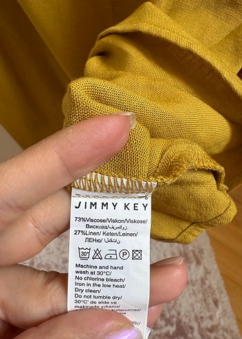 Jimmy Key Sarı Kolsuz Keten Bluz