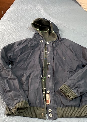 Kapüşonlu Fermuarlı iki taraflı kapşonlu mevsilik mont - Görsel 8