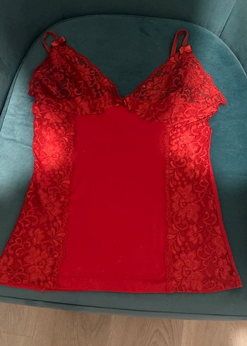 Kadın saten Kırmızı Kısa Kollu Pijama Takımı - Görsel 7