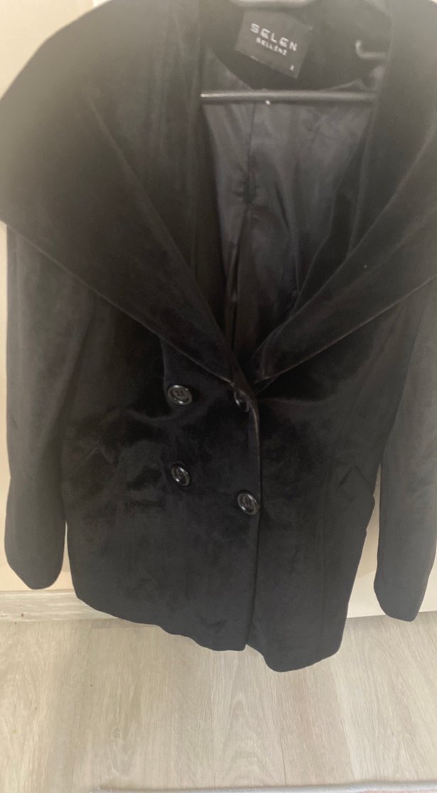 Siyah Midi Boy Gotik Kadın Kaban beden 1 - Görsel 2