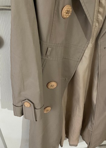 Bej Düğmeli Kadın Trençkot - Görsel 5