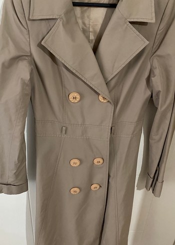 Bej Düğmeli Kadın Trençkot - Görsel 2