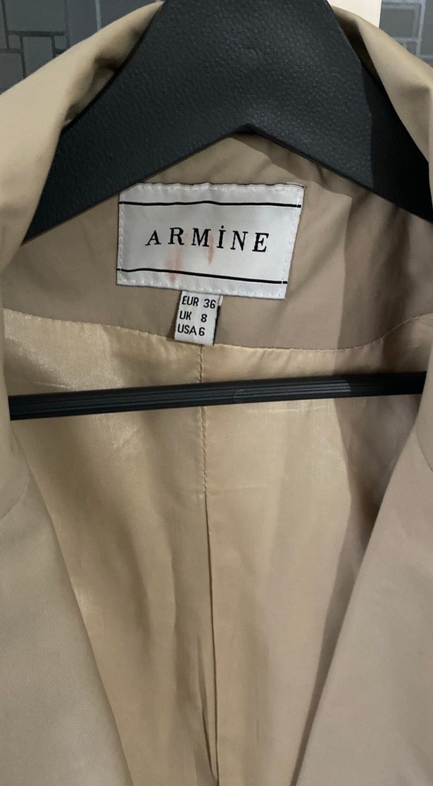 Bej Düğmeli Kadın Trençkot - Görsel 4