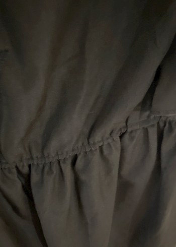 Siyah Midi V Yaka Fırfırlı Elbise - Görsel 6