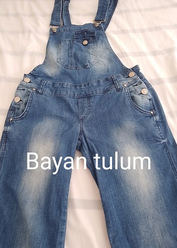 38 Beden mavi Renk Kadın Lacivert Denim Askılı Bol Tulum