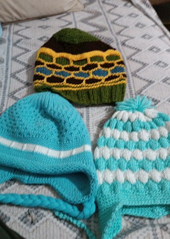 Renkli Örgü çocuk Bere Seti - Görsel 4