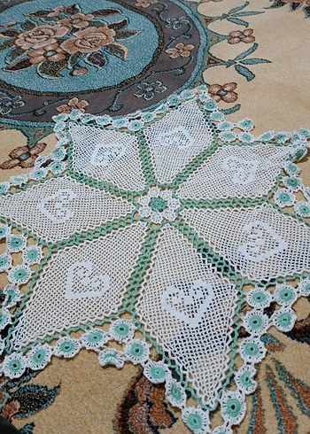 Bohem Kalp Desenli El Örgüsü Masa Örtüsü - Görsel 3