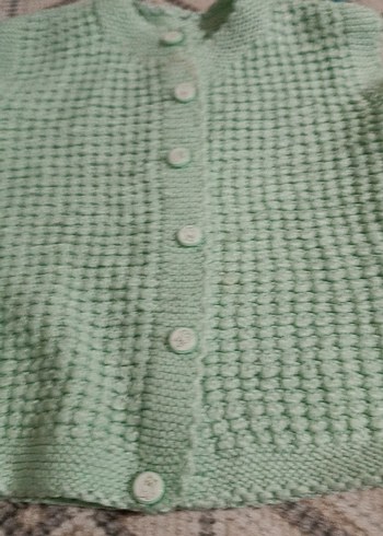 Düğmeli Yeşil Triko Hırka yelek - Görsel 3