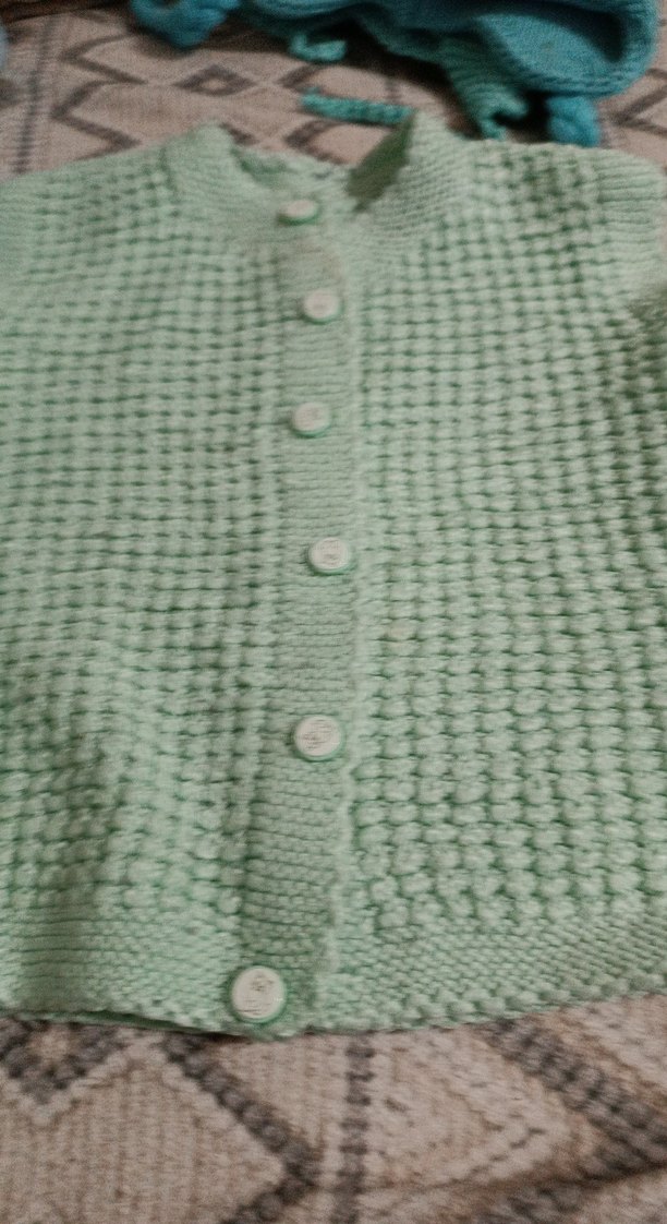 Düğmeli Yeşil  Triko Hırka yelek - Görsel 3