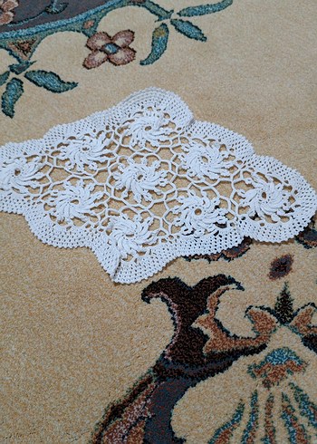 El Yapımı Bohem Beyaz Dantel Örtü - Görsel 2