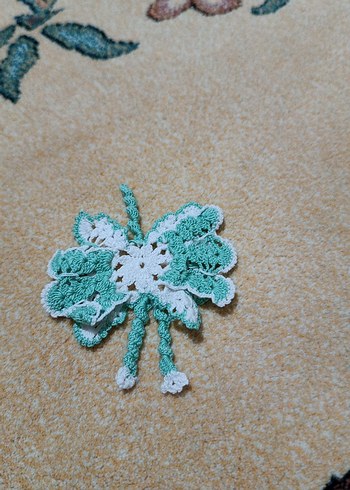 Dantel Detaylı Turkuaz Örgü Saç Aksesuarı - Görsel 2