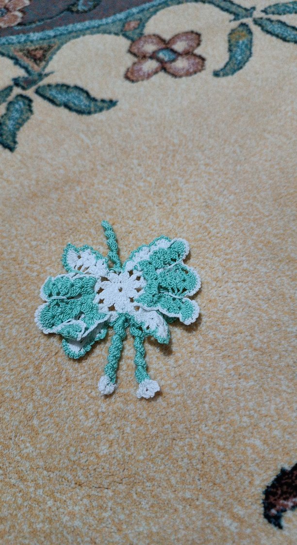 Dantel Detaylı Turkuaz Örgü Saç Aksesuarı - Görsel 2